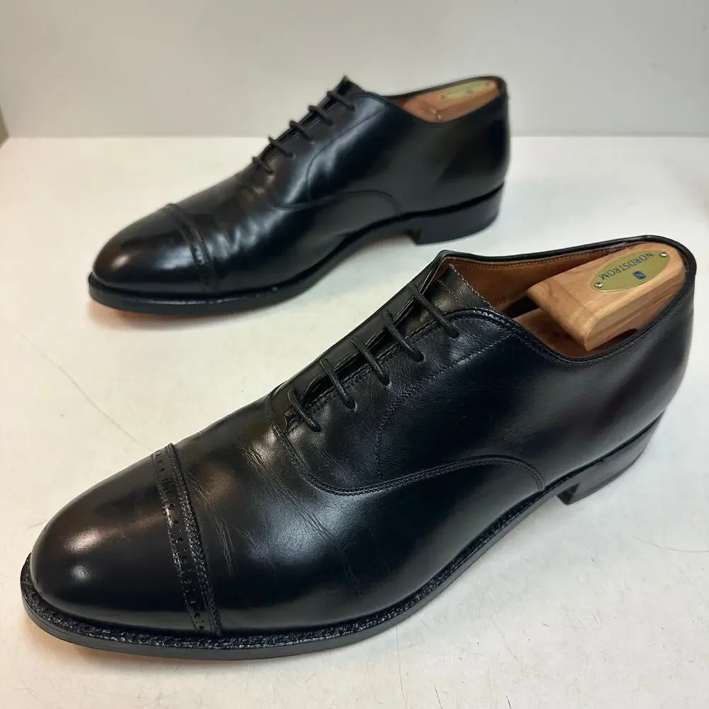 FULLY RESOLED Adlen 901 Perf Tip Bal Oxford Black Calf Hassis Made in USA 12 D